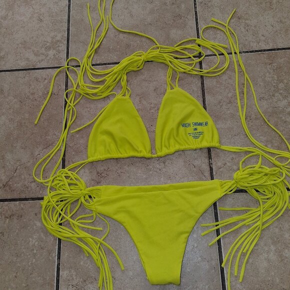 MIKOH Bright Yellow Bikini Top(Size Large) and Bottom9Size Small) - Picture 3 of 6